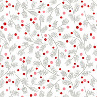 Andover Fabrics, Furry & Bright, Fir Branches White