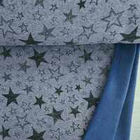 European Alpine Fleece Sweater Knit, Stars Melange Dark Blue