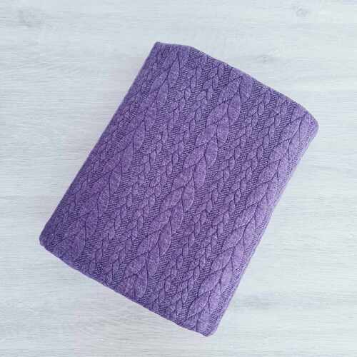 *REMNANT 104cm* European Cable Sweater Knit, Melange Amethyst
