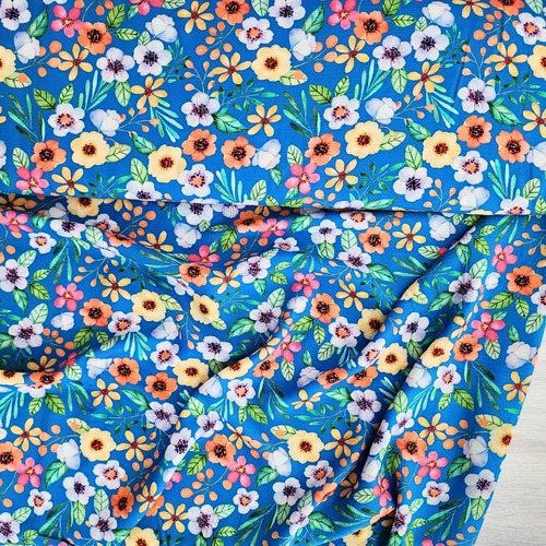 *REMNANT 120cm* European Woven Viscose, Oeko-Tex, Meadow Blue