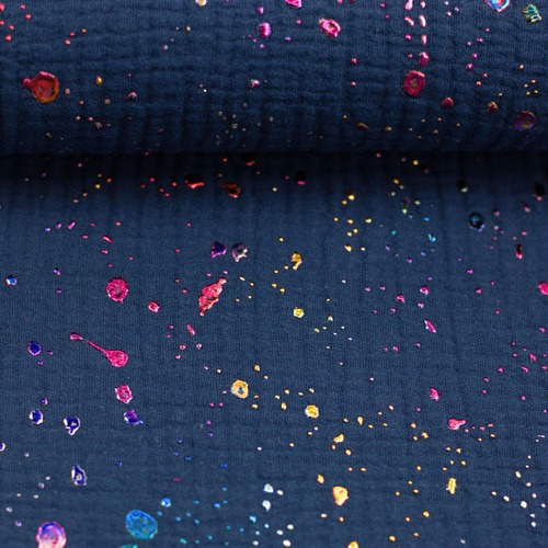 European Double Gauze, Oeko-Tex, Speckles Navy