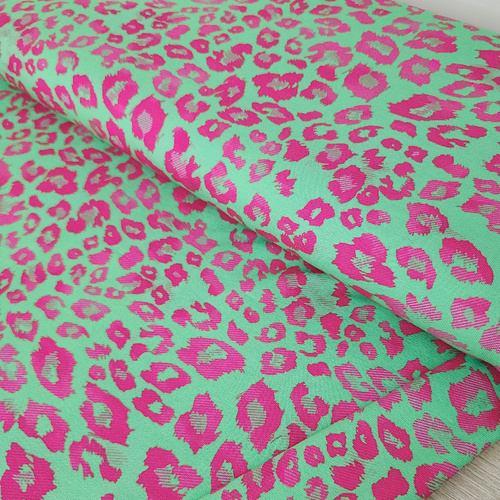 *REMNANT 142cm* European Cotton Elastane Jersey, Oeko-Tex, Leopard Kiss Green