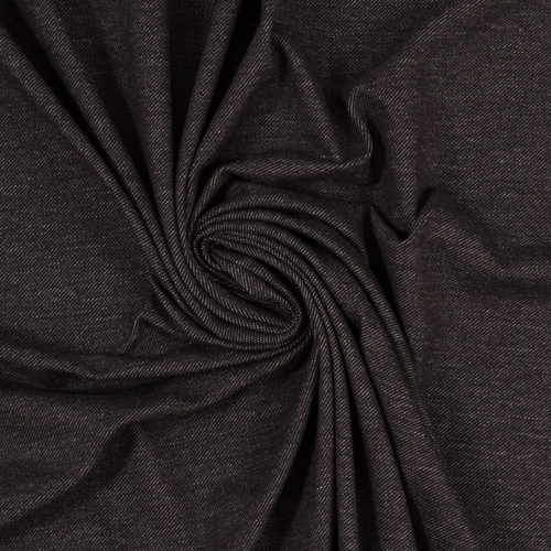 *REMNANT 96cm* European Cotton Elastane Jersey Knit, Oeko-Tex, Denim Look, Black
