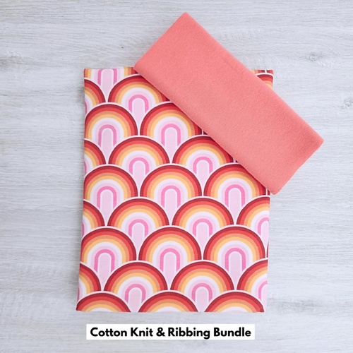*2 PIECE BUNDLE DEAL* European Cotton Elastane Jersey, Oeko-Tex, Rainbow Pink & Peachy Pink Ribbing