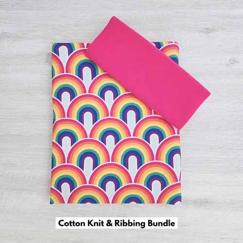 *2 PIECE BUNDLE DEAL* Cotton Elastane Jersey, Oeko-Tex, Rainbow Bright & Lipstick Pink