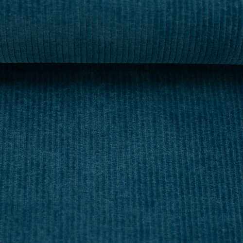 *REMNANT 130cm* European Stretch Velour Corduroy Jersey, Dark Peacock