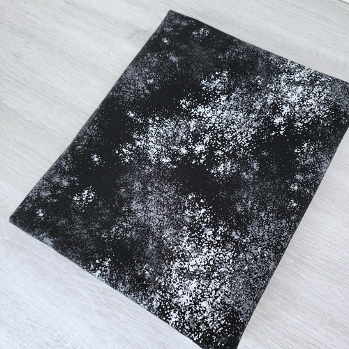 *REMNANT 93cm* European Cotton Elastane Jersey, Oeko Tex, Speckles, Black/White