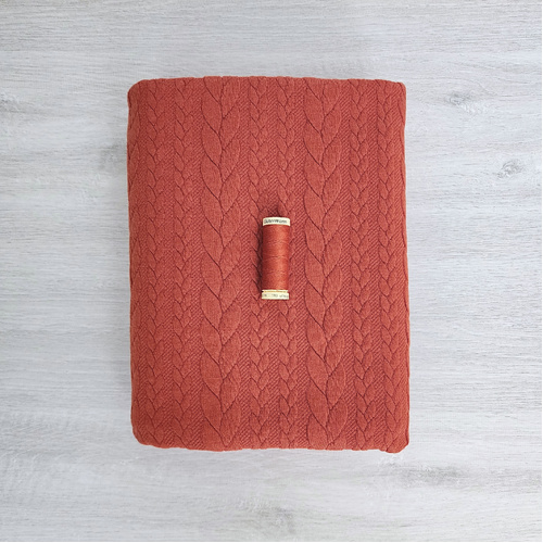 *2 PIECE REMNANT BUNDLE* European Cable Sweater Knit, Terracotta & Thread