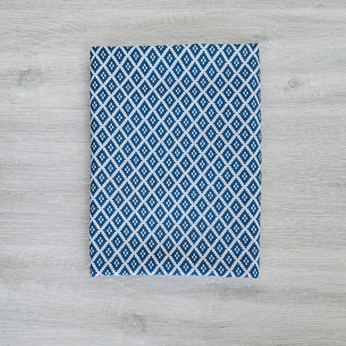*REMNANT 124cm* European Lightweight Woven Cotton, Oeko-Tex, Mini Tiles Blue