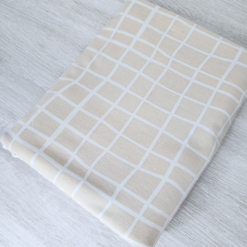 *REMNANT 105cm* Tygdrommar, GOTS Organic Jersey, Grid Sand