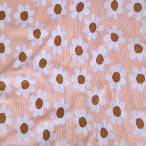 European Fine Ribbed Jersey Knit, Oeko-Tex, Flowers