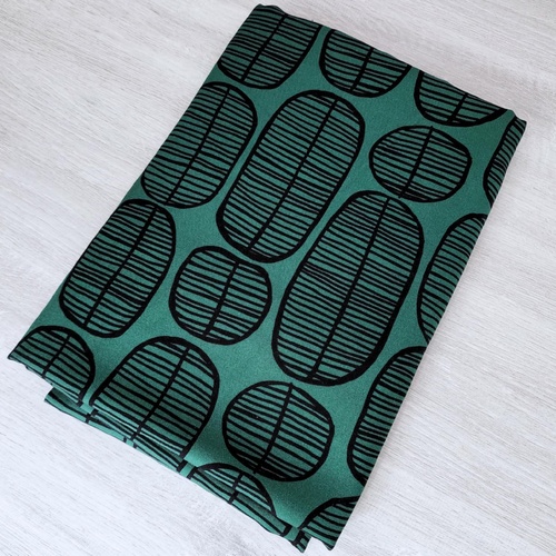 *REMNANT 167cm* European Woven Viscose, Oeko-Tex, Black Leaf Green