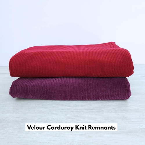 *REMNANT 2 PIECE BUNDLE* European Stretch Velour Corduroy Jersey, Plum & Garnet