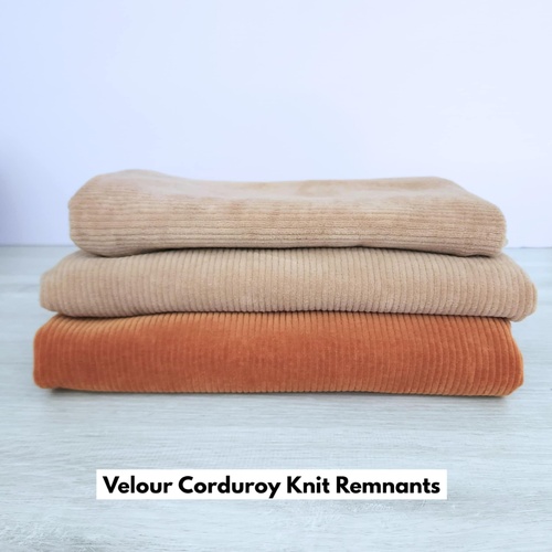 *REMNANT 3 PIECE BUNDLE* European Stretch Velour Corduroy Jersey, Dark Almond & Honey