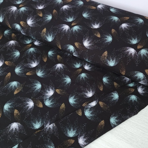 European Modal Blend French Terry Knit, Stamped Leaf