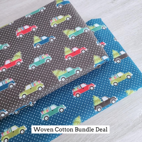 *2 PIECE BUNDLE DEAL* Benartex Fabrics, Heart & Home, Toy Trucks Dark Grey & Petrol