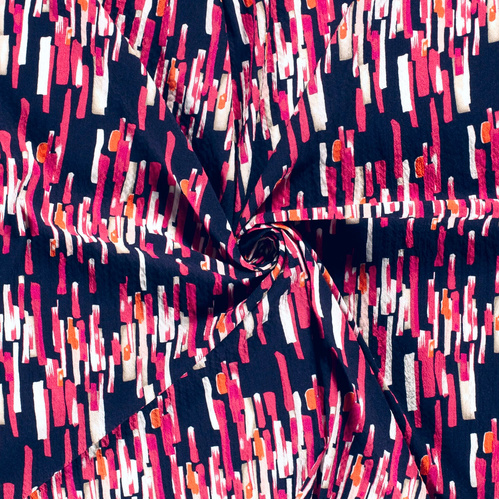 *REMNANT 153cm* European Woven Viscose Crinkle, Oeko-Tex, Abstract Navy