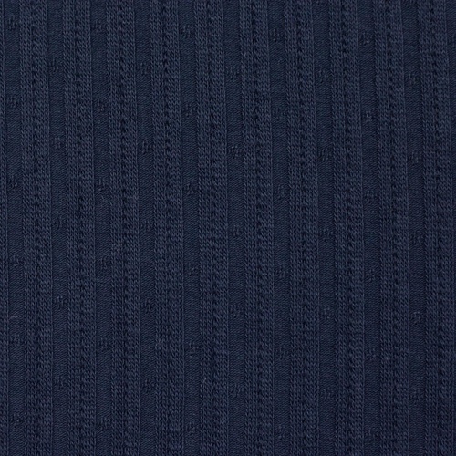 European Cotton Jersey, Oeko-Tex, Ribbed Pointelle Navy