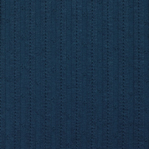 European Cotton Jersey, Oeko-Tex, Ribbed Pointelle Oxford Blue