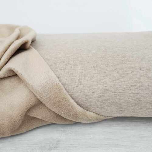 *REMNANT 141cm* European Alpine Fleece Sweater Knit, Melange Camel
