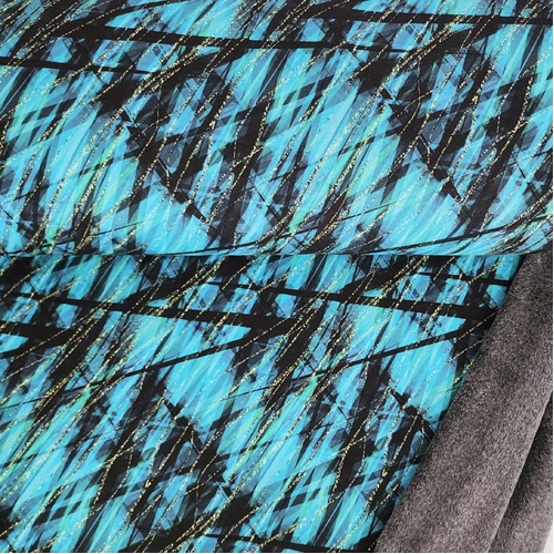 European Alpine Fleece Sweater Knit, Graphic Aqua