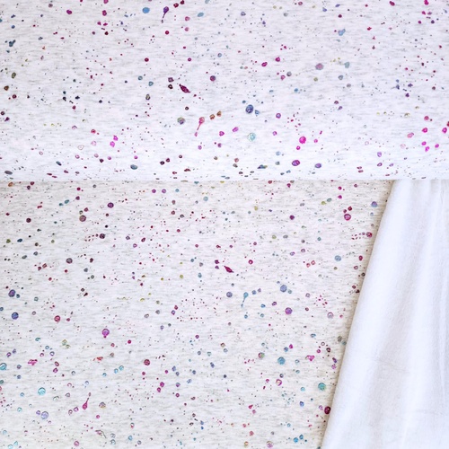 European Alpine Fleece Sweater Knit, Metallic Splatter Pearl