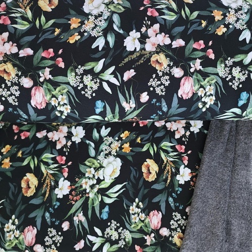 European Alpine Fleece Sweater Knit, Floral Vines