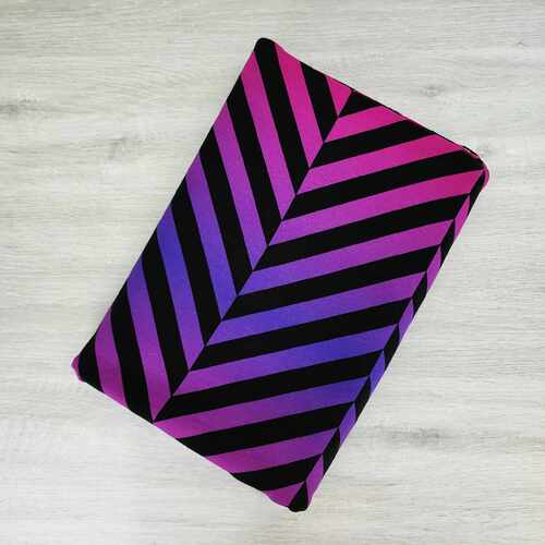 *REMNANT 125cm* European Knit, Oeko-Tex French Terry Cosy, Large Zig+Zag Purple Pink Ombre