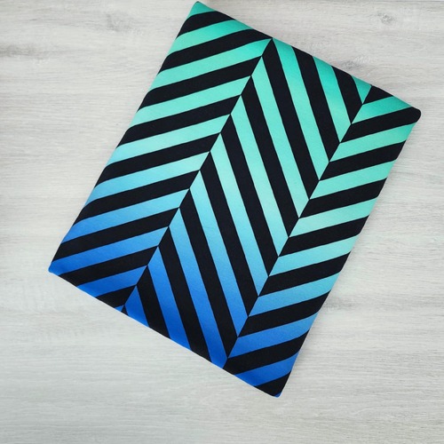 *REMNANT 125cm* European Knit, Oeko-Tex French Terry Cosy, Large Zig+Zag Mint Blue Ombre