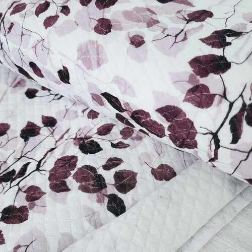 *REMNANT 125cm* European Quilted Knit, Oeko-Tex, Diamonds, Leaves Port