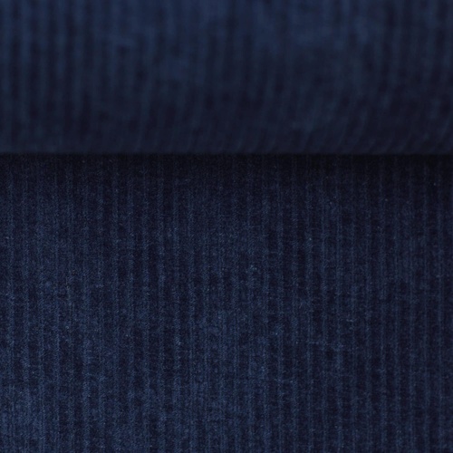 *REMNANT 57cm* European Stretch Velour Corduroy Jersey, Dark Navy
