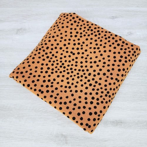 *REMNANT 141cm* European Double Gauze, Oeko-Tex, Dots Black/Light Ochre