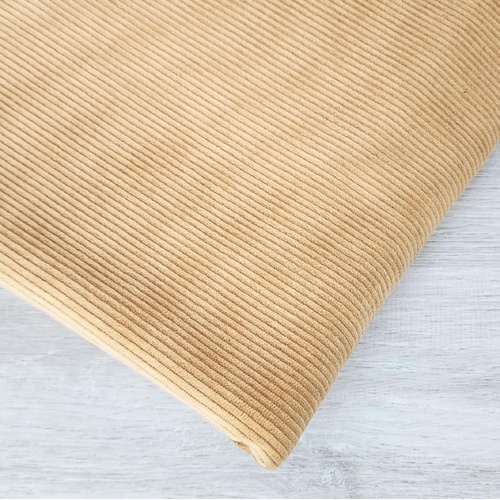 *REMNANT 140cm* European Stretch Cotton Velour Ribbed Jersey Knit, Antique Gold