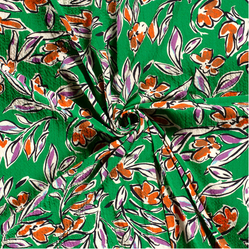 *REMNANT 185cm* European Woven Viscose Bubble, Oeko-Tex, Caribbean Vibes