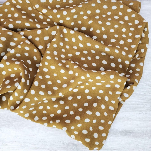 *REMNANT 121cm* European Woven Viscose, Oeko-Tex, Dots Brass White