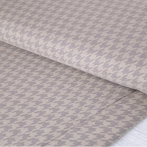 Cosy Stretch Cotton Knit Flannel, Houndstooth Neutral