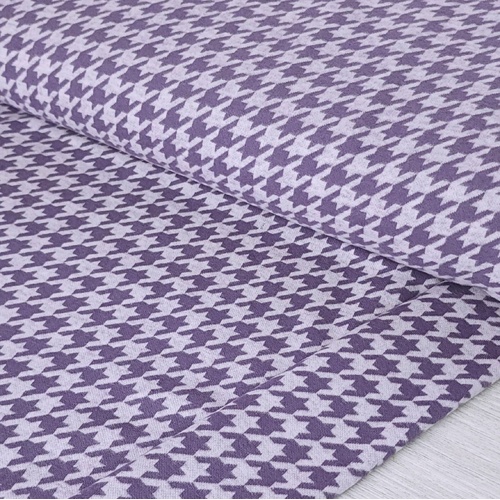 Cosy Stretch Cotton Knit Flannel, Houndstooth Iris