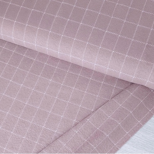Cosy Stretch Cotton Knit Flannel, Grid Light Mauve