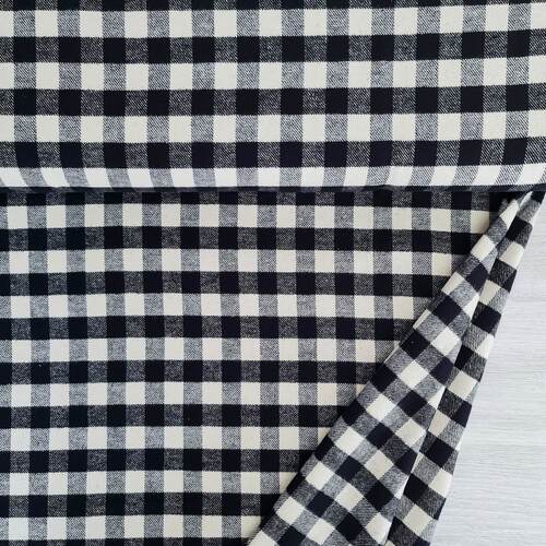 *REMNANT 45cm* European Cotton Flannel, Black Gingham Medium