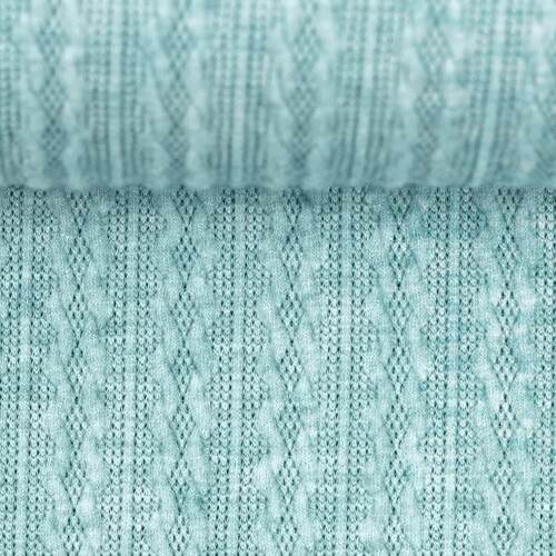 *REMNANT 61cm* European Cable Jersey Knit, Melange Mint