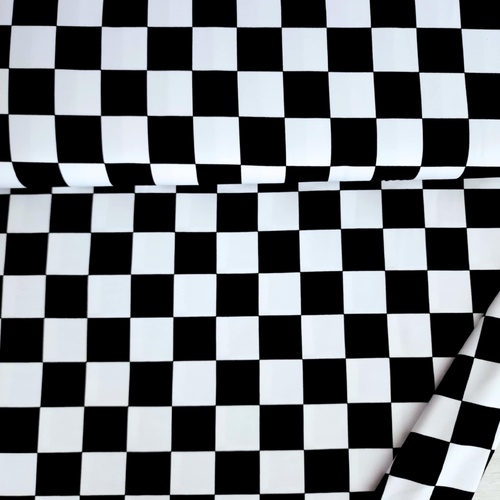European Cotton Elastane Jersey, Oeko-Tex, Checker Black & White