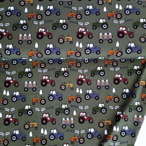 European Cotton Elastane Jersey, Oeko-Tex, Tractors Green