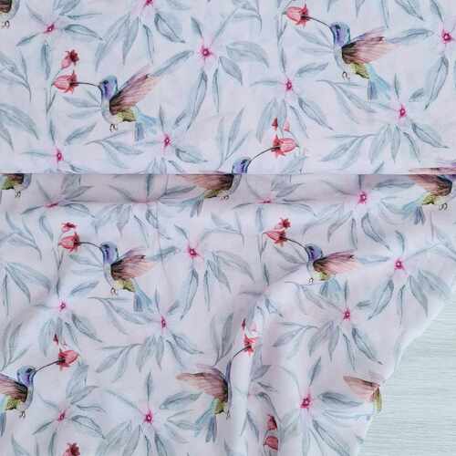 *REMNANT 183cm* European Woven Viscose, Oeko-Tex, Hummingbirds Pink