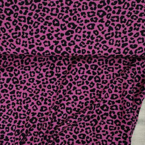 *REMNANT 165cm* European Woven Viscose, Oeko-Tex, Leopard Magenta