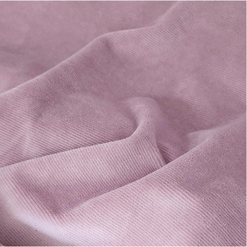 Fine Ribbed Stretch Velour Knit, Oeko-Tex, Light Mauve