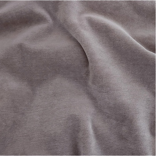 Fine Ribbed Stretch Velour Knit, Oeko-Tex, Cloud Grey