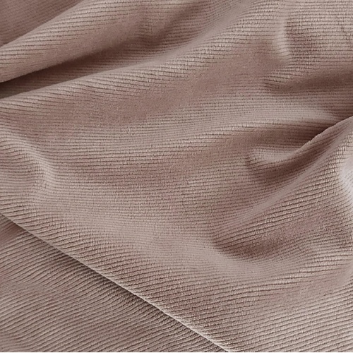 Fine Ribbed Stretch Velour Knit, Oeko-Tex, Camel