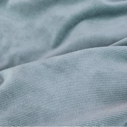 Fine Ribbed Stretch Velour Knit, Oeko-Tex, Arctic Blue