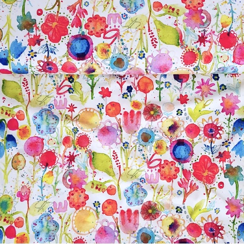 European Cotton Elastane Jersey, Oeko-Tex, Joyful Flowers
