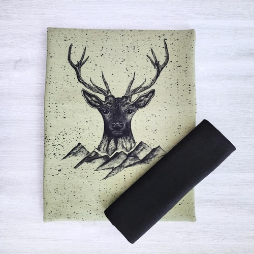 *2 PIECE BUNDLE DEAL* European Knit, Oeko-Tex, French Terry, Wild Deer Panel 74cm & Black Ribbing
